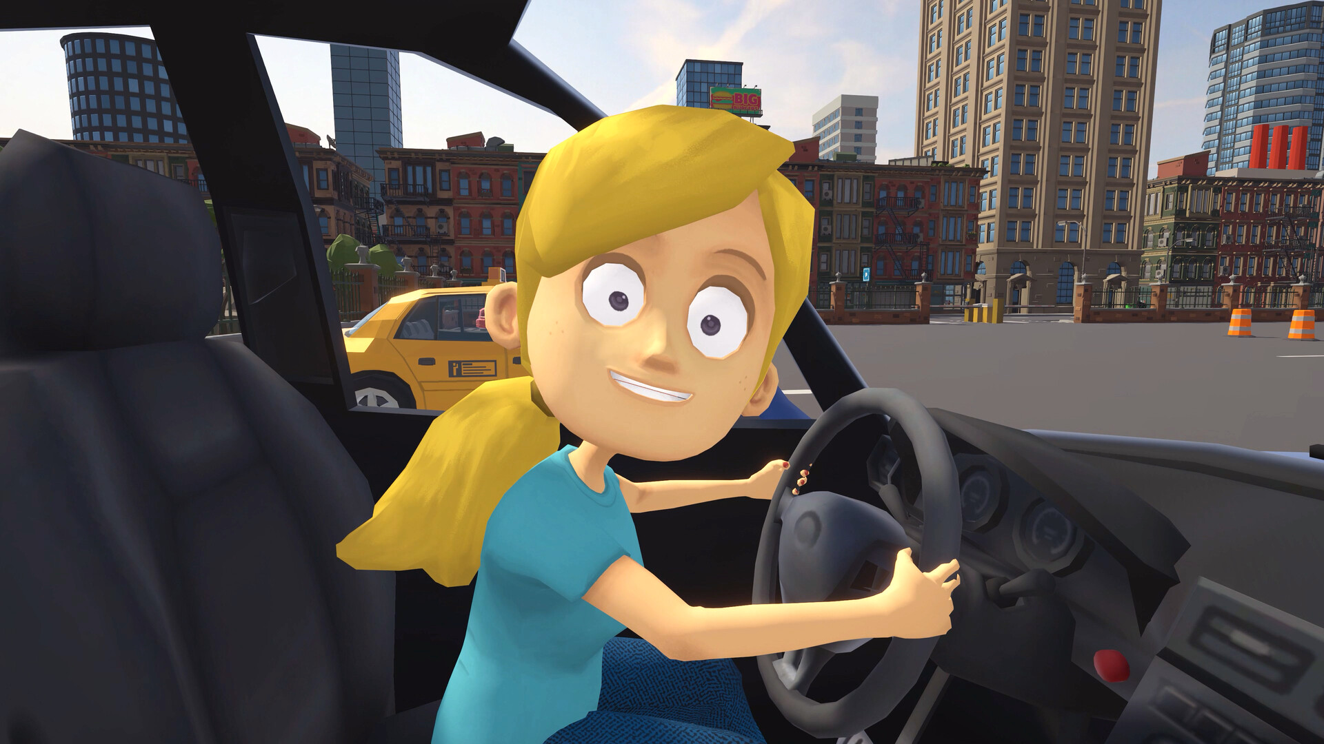 『妹に運転を教える』のゲーム画面。